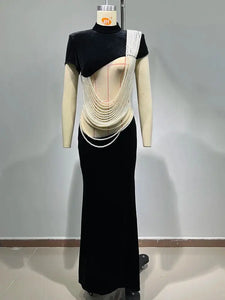 LAPERM Velvet Pearl Long Dress