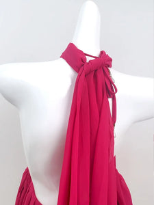 URUMQI Hot Pink Off-Shoulder Mini  with Halter Neck Ring