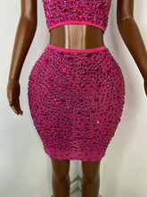 Load image into Gallery viewer, FOSHAN Hot Pink Sparkly Crop Top &amp; Mini Skirt
