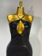 Load image into Gallery viewer, DALIAN Gold Sequin Halter Gown

