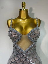 Load image into Gallery viewer, CHANIE Silver Mermaid Sequin Gown
