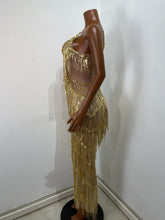 Load image into Gallery viewer, CHANGSHA Gold Fringe Sequin Jumpsuit
