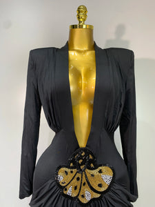 HEFEI Black Plunging Gown