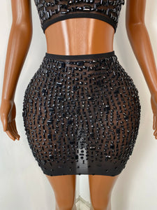 FOSHAN Hot Pink Sparkly Crop Top & Mini Skirt