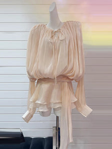 GUIYANG Ruffle Satin Romper Set