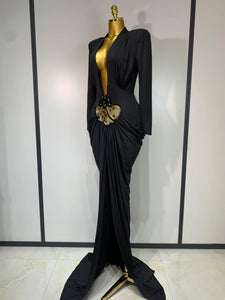 HEFEI Black Plunging Gown