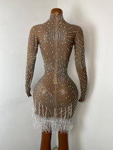 Load image into Gallery viewer, QING Rhinestone Fringe Mini Dress
