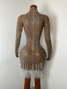 QING Rhinestone Fringe Mini Dress