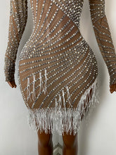 Load image into Gallery viewer, QING Rhinestone Fringe Mini Dress
