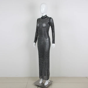 CHARTREUX Mesh Crystal Long Dress