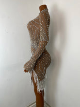 Load image into Gallery viewer, QING Rhinestone Fringe Mini Dress
