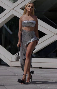 BUNTIE Sequin Top Skirt Set