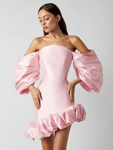 Load image into Gallery viewer, SOKOKE Puff Sleeve Mini Dress
