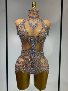 COURGETTE Mesh Crystal Playsuit