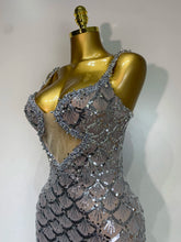 Load image into Gallery viewer, CHANIE Silver Mermaid Sequin Gown
