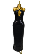 Load image into Gallery viewer, DALIAN Gold Sequin Halter Gown
