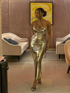 PENGUI Metallic Ankle Dress