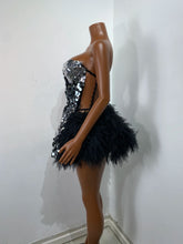 Load image into Gallery viewer, CHONGQUING Sequin Feather Mini Dress
