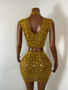 FOSHAN Hot Pink Sparkly Crop Top & Mini Skirt