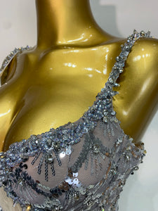 CHANIE Silver Mermaid Sequin Gown