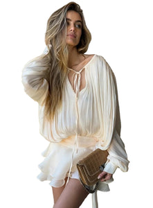 GUIYANG Ruffle Satin Romper Set