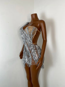 DONGGUAN Silver Fringe Rhinestone Mini