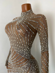 QING Rhinestone Fringe Mini Dress