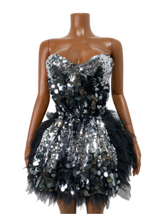 CHONGQUING Sequin Feather Mini Dress