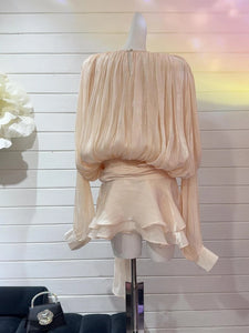 GUIYANG Ruffle Satin Romper Set