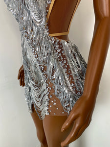 DONGGUAN Silver Fringe Rhinestone Mini
