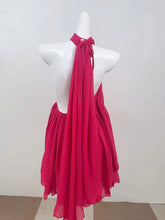 Load image into Gallery viewer, URUMQI Hot Pink Off-Shoulder Mini  with Halter Neck Ring
