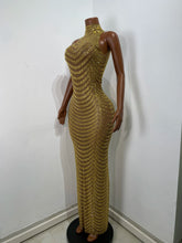 Load image into Gallery viewer, HANGZHOU Gold Rhinestone Evening Gown
