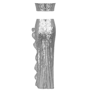 BUNTIE Sequin Top Skirt Set