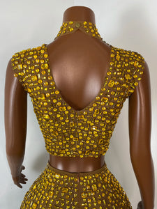 FOSHAN Hot Pink Sparkly Crop Top & Mini Skirt