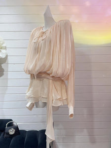 GUIYANG Ruffle Satin Romper Set