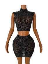 Load image into Gallery viewer, FOSHAN Hot Pink Sparkly Crop Top &amp; Mini Skirt
