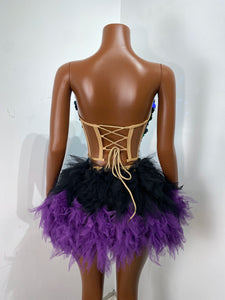 CHONGQUING Sequin Feather Mini Dress