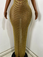 Load image into Gallery viewer, HANGZHOU Gold Rhinestone Evening Gown
