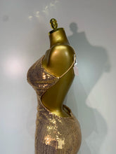 Load image into Gallery viewer, DALIAN Gold Sequin Halter Gown
