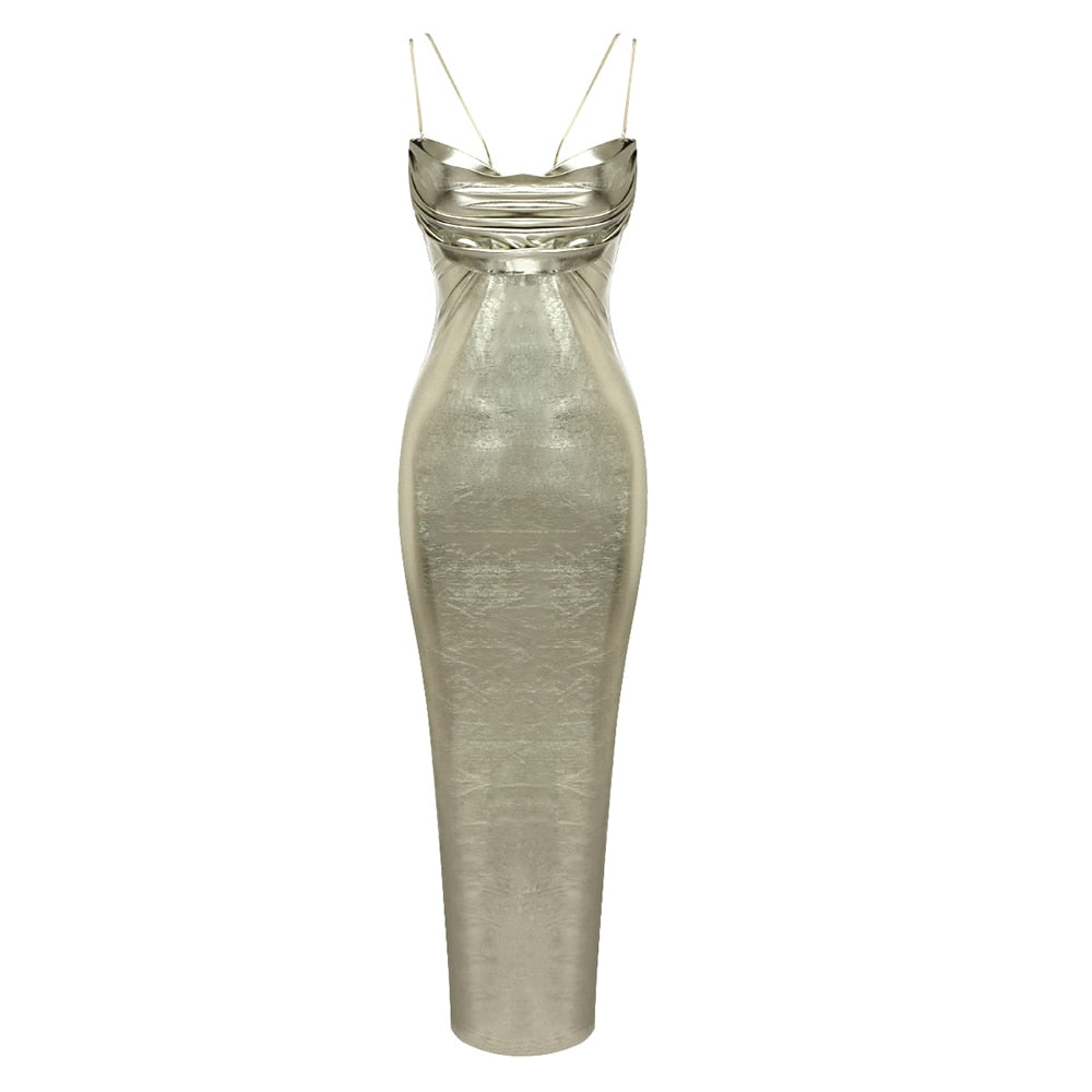 PENGUI Metallic Ankle Dress