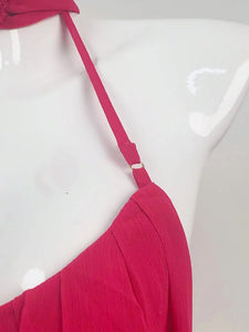 URUMQI Hot Pink Off-Shoulder Mini  with Halter Neck Ring