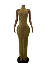 Load image into Gallery viewer, HANGZHOU Gold Rhinestone Evening Gown
