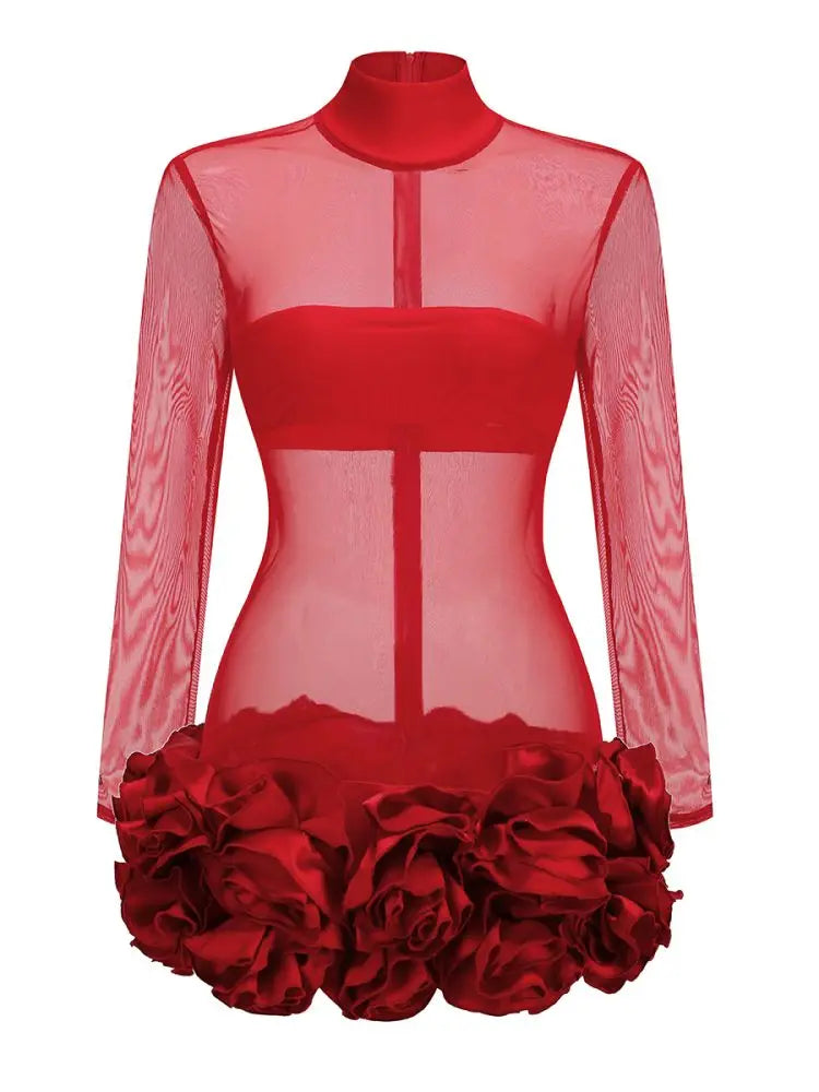 RUTH SACKS Mesh Floral Mini