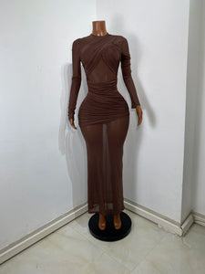 SUZHOU Mesh Ruched Bodycon Maxi