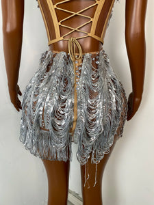 DONGGUAN Silver Fringe Rhinestone Mini