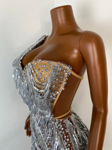 DONGGUAN Silver Fringe Rhinestone Mini