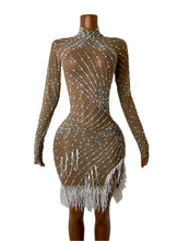 Load image into Gallery viewer, QING Rhinestone Fringe Mini Dress

