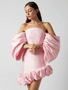 SOKOKE Puff Sleeve Mini Dress