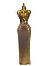 Load image into Gallery viewer, DALIAN Gold Sequin Halter Gown
