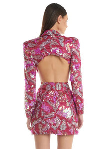 ASHWAGANDHA Sequin Backless Mini